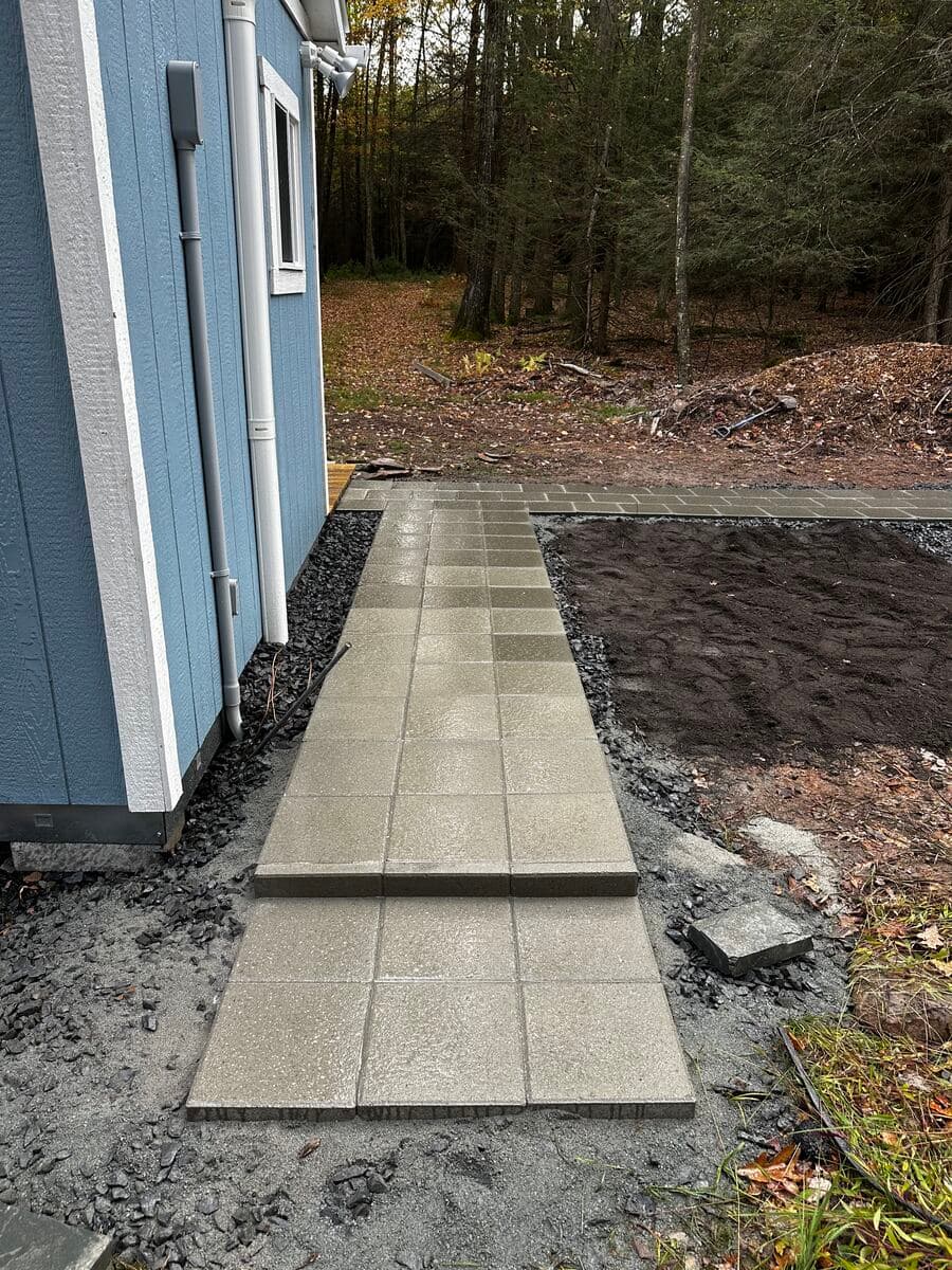 Stone paver entryway installation